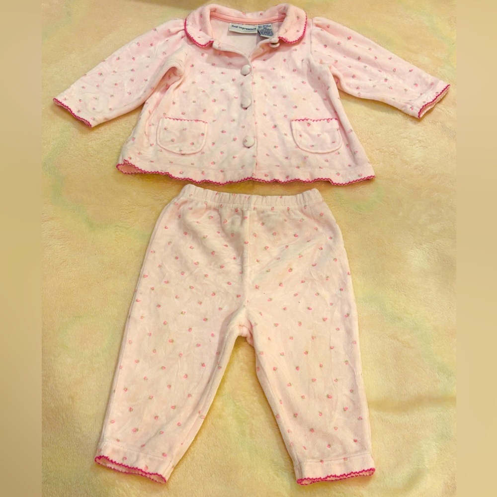 🌸Vintage First Impressions Baby Girl Pink Matching Set - 12 Months 🌸